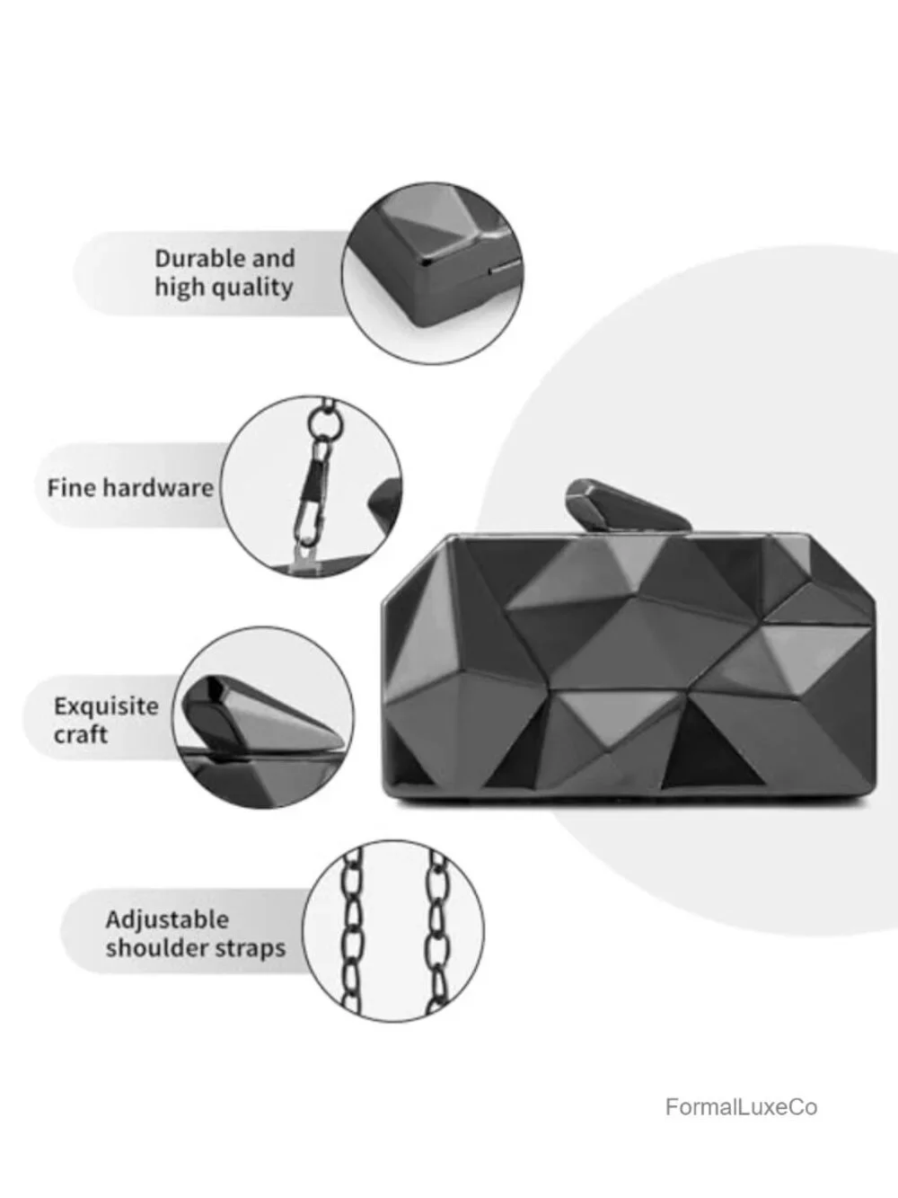 Lattice Pattern Metal Evening Clutch Bag with Chain Strap